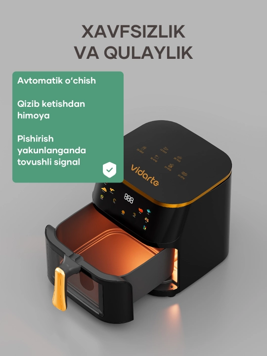 Аэрогриль Vidarte 6 л / 10 л, 1600 Вт, мультипечь Air Fryer