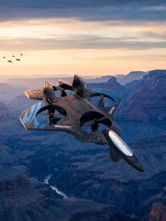 Радиоуправляемый самолет дрон Fighter, трюки 360°, с RGB подсветкой, игрушка детям