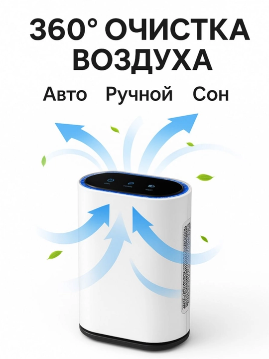 Очиститель воздуха с ионизацией, 6-ступенчатая фильтрация, детский замок, площадь до 50 м²