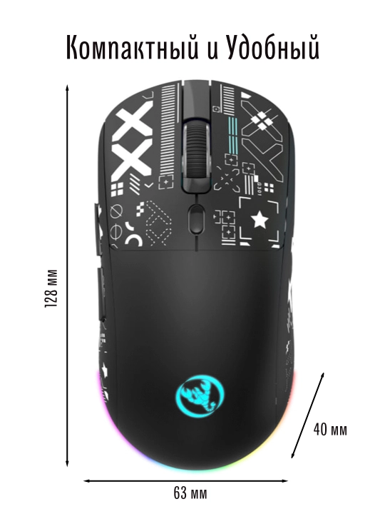 Simsiz o‘yin sichqonchasi HXSJ T90 RGB, kompyuter sichqonchasi 3600 DPI, 1000Hz