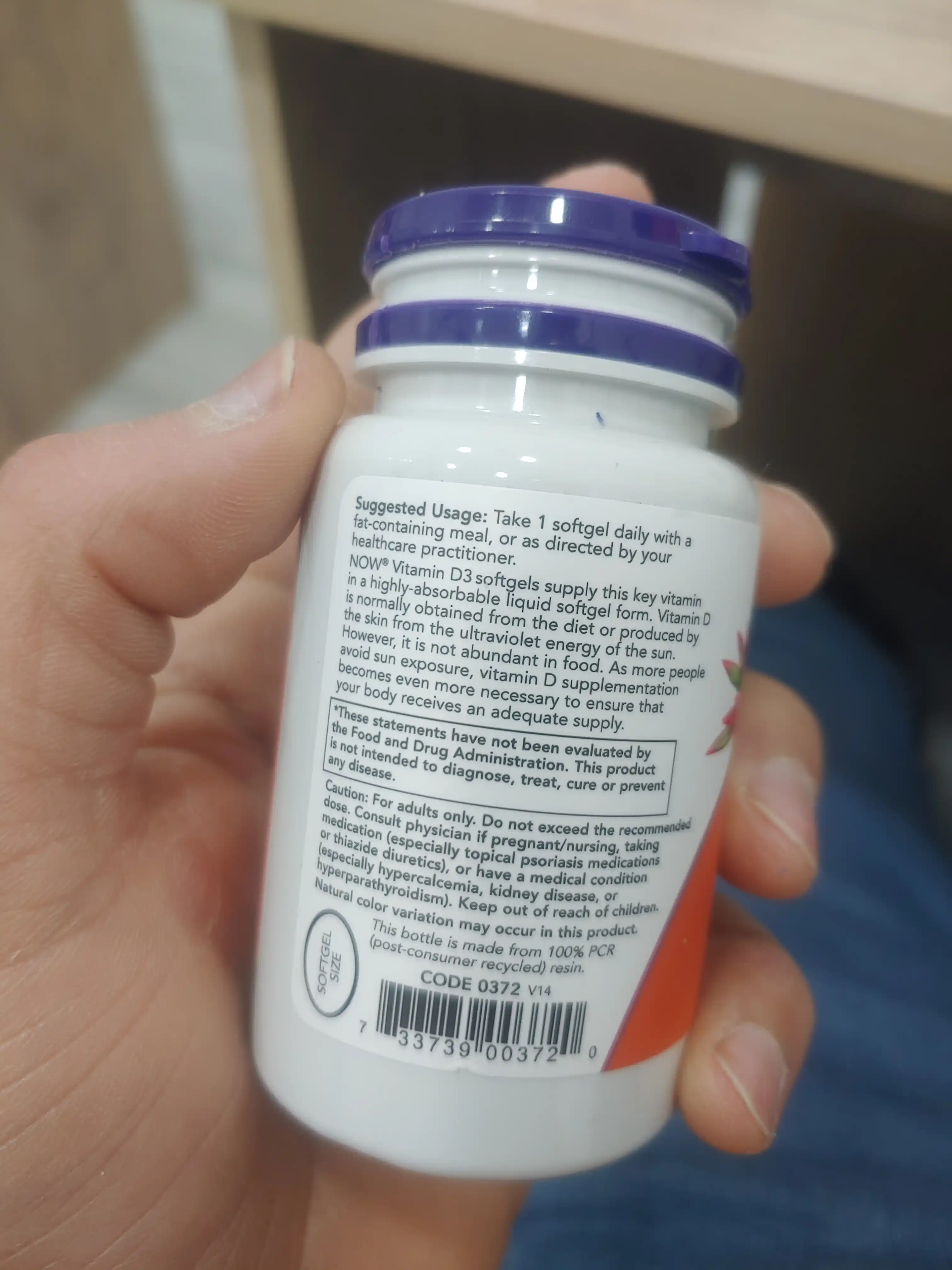 Vitaminlar D3 Now Foods, 5000 IU, 125 mkg, 120 kapsula