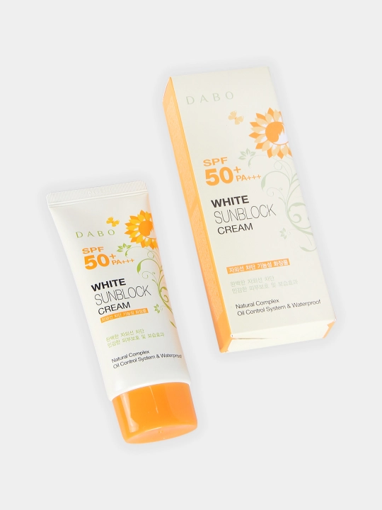 Солнцезащитный крем, DABO, Aloe vera, White sun block, Aloe-vera tone-upSPF50+ PA+++ 70 мл