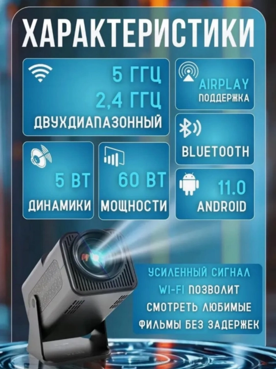 Смарт проектор HY320 mini, Android 11, портативный домашний кинотеатр