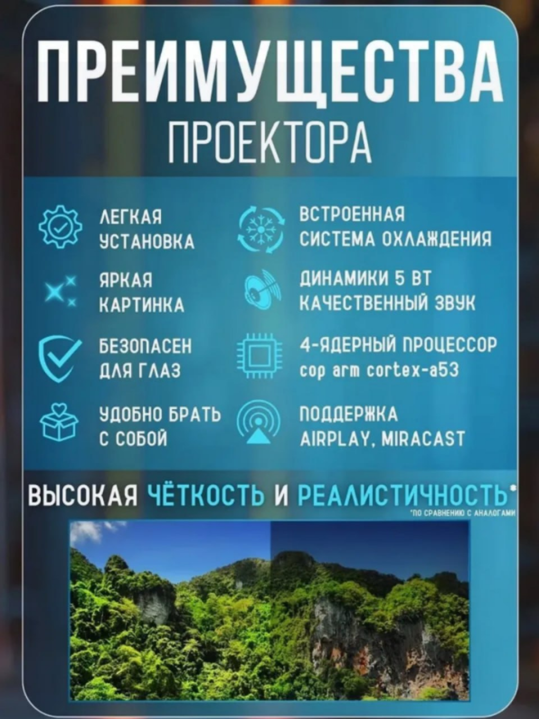 Смарт проектор HY320 mini, Android 11, портативный домашний кинотеатр