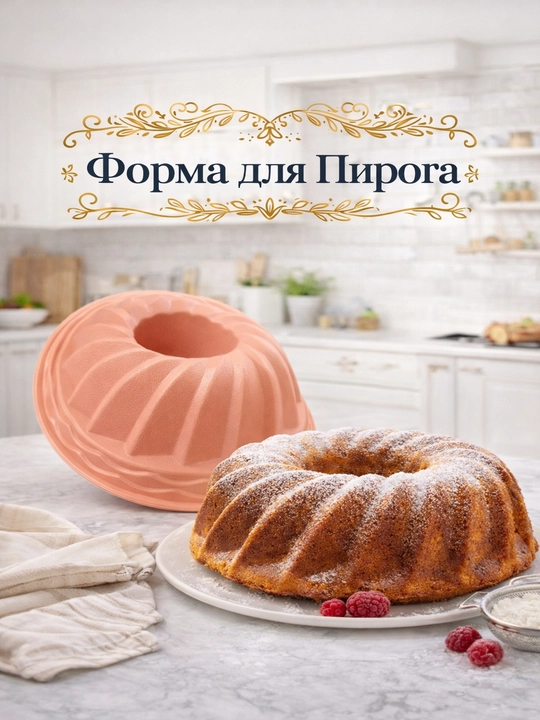 Силиконовая форма для пирога и кекса, с отверстием, антипригарная, термостойкая - 