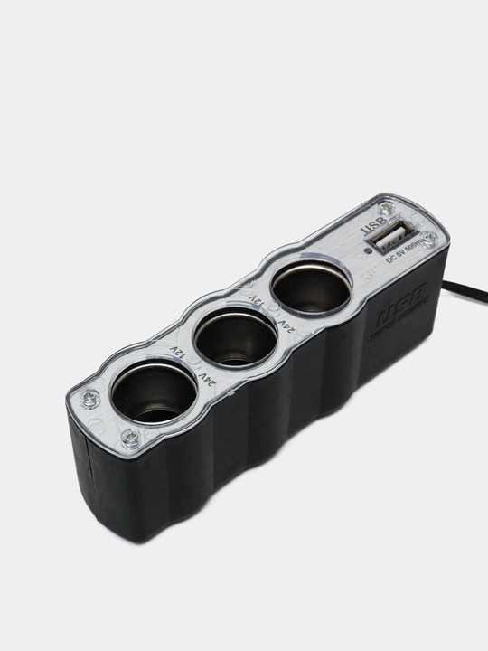 Avtomobil uchun 3 ta rozetka va USB portli zaryadlovchi adapter 12V / 24V Car Splitter