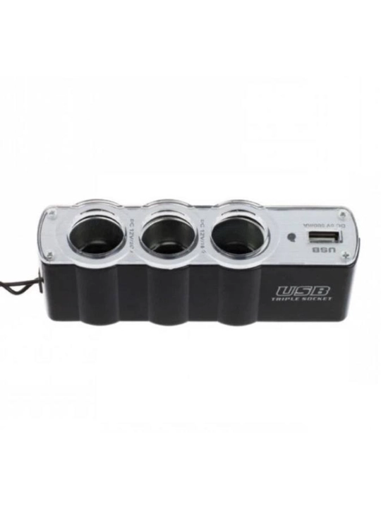 Avtomobil uchun 3 ta rozetka va USB portli zaryadlovchi adapter 12V / 24V Car Splitter