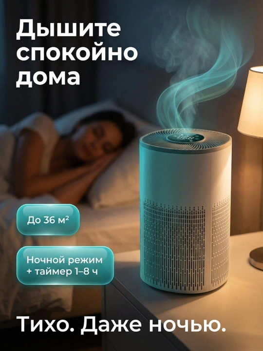 Очиститель воздуха NovAir DN-905 — антиаллергенный, управление через Wi-Fi-приложение