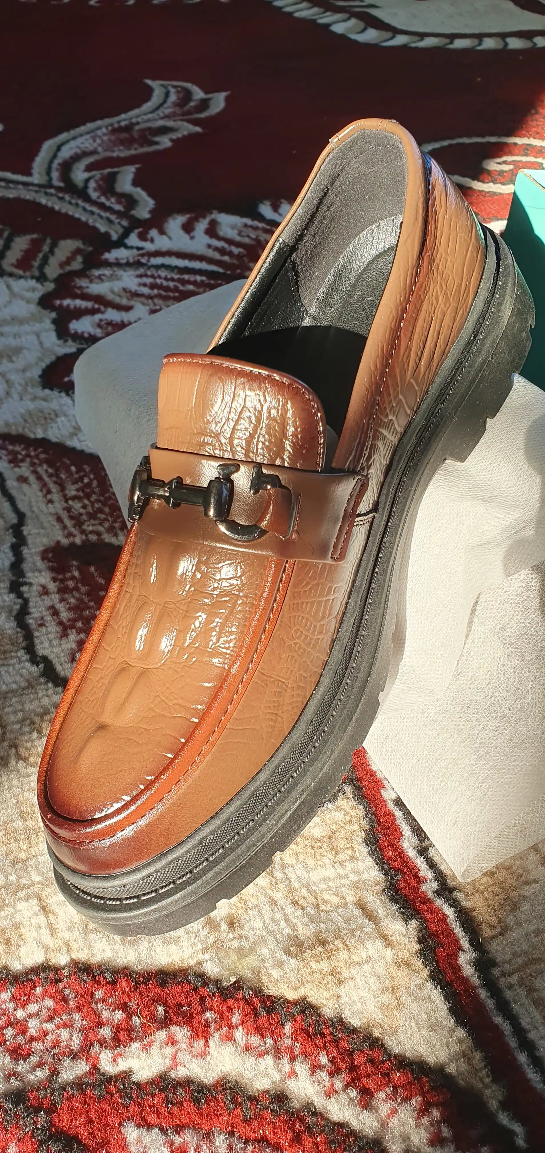 Erkaklar charm loafers, timsoh teri effektli poyabzal