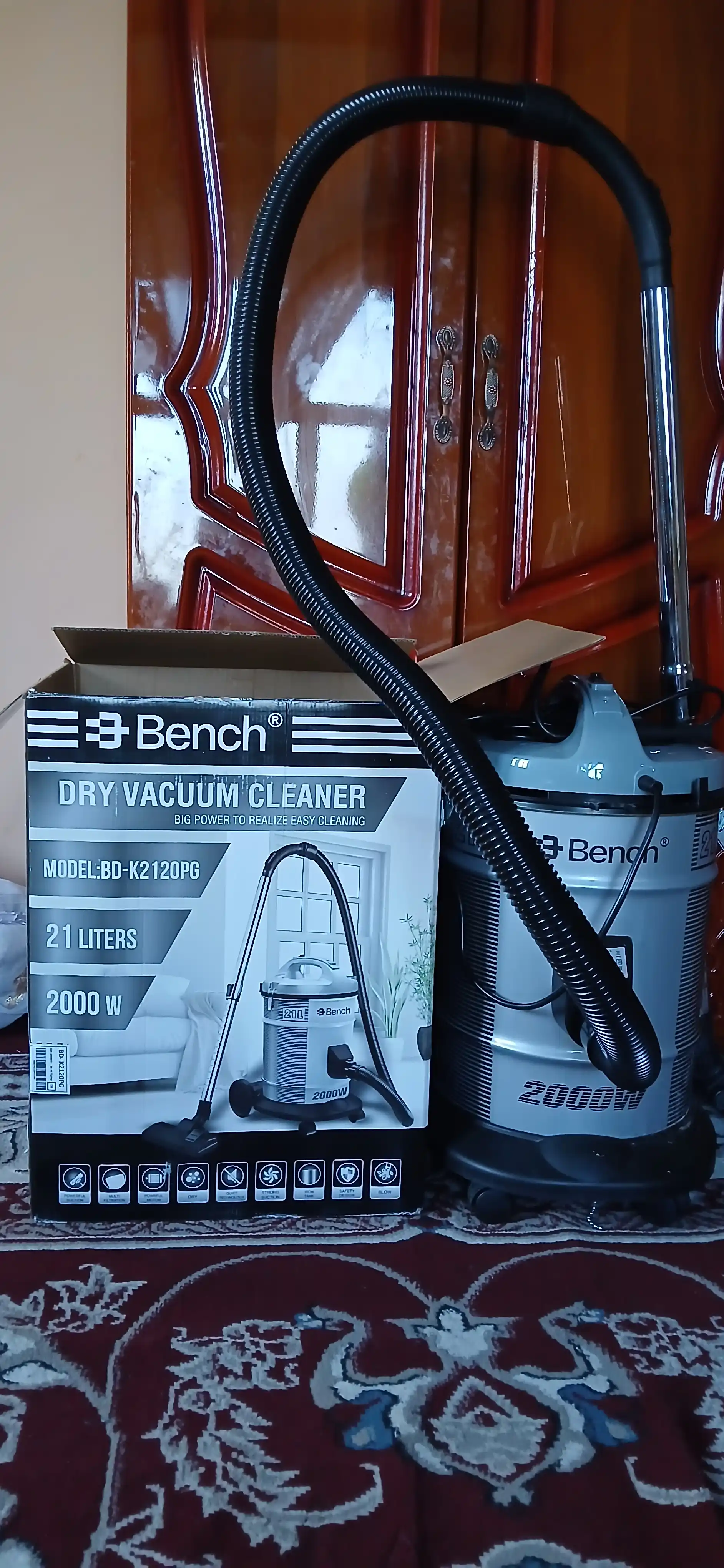 Барабанный пылесос BD-K2120PG, 2000 Вт, сухая уборка, ведро 21 л, Made in China