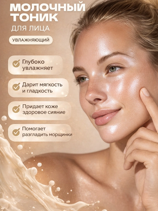 Молочный тонер для лица увлажнение питание и сияние кожи 