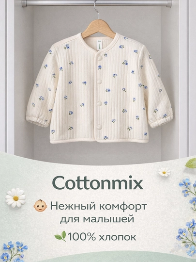 Кофта для новорождённых малышей SELA, тёплая кофта из 100% хлопка с цветочным принтом