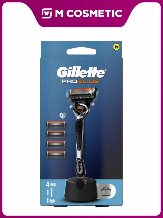 GILLETTE Fusion ProGlide Станок для бритья, 4 сменные кассеты + подставка - 