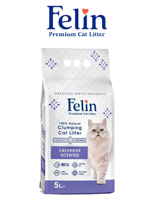 Наполнитель для кошачьих лотков Felin, с ароматом лаванды, 5 литров