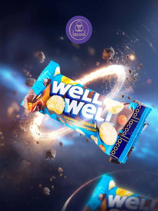Конфеты "Well Well", карамель с арахисом и воздушным рисом, 500 г