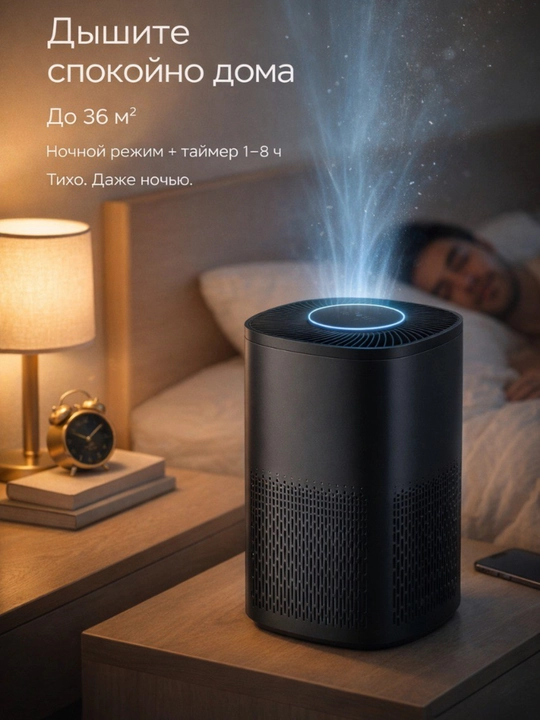 Очиститель воздуха NovAir DN-905 — антиаллергенный, управление через Wi-Fi-приложение