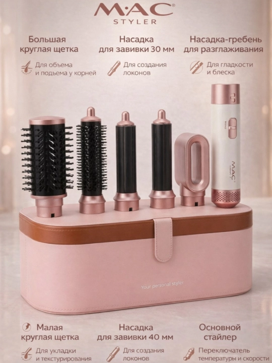 Фен для волос MAC styler MC-6766 6 в 1, воздушная укладка и автоматическая плойка 6 в 1