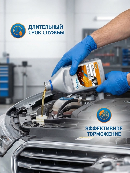 Tormoz suyuqligi Gazpromneft DOT 4, yengil va yuk avtomobillari uchun, 455 g