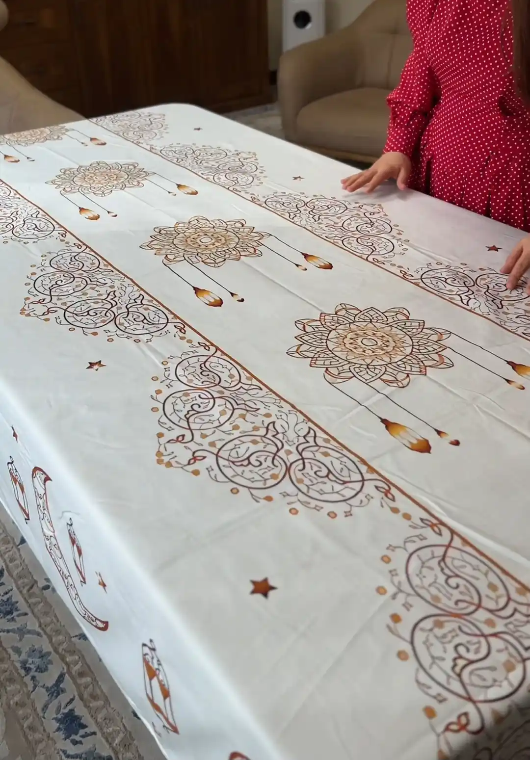 Скатерть праздничная, декор для стола с бархатистой поверхностью, на Рамадан, Ифтар, Хайит
