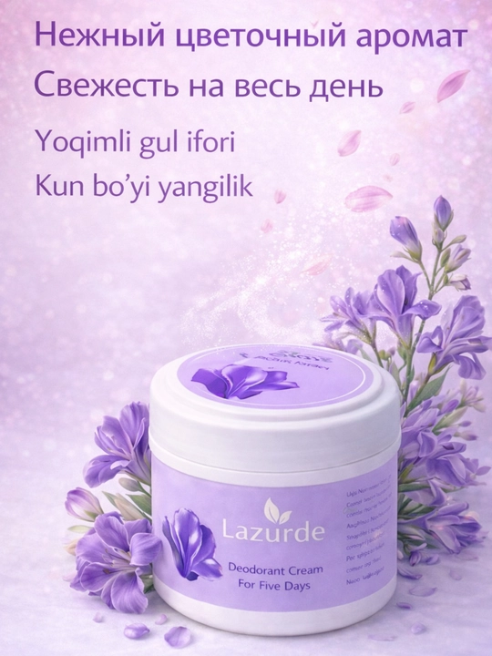 Антипреспирант крем от пота Lazurde с витамином E, длительная защита