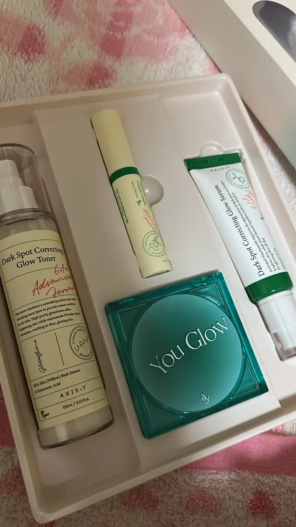 Набор для лица AXIS-Y Glow Trio - полноразмерный набор и мини-набор, Dark Spot Correcting