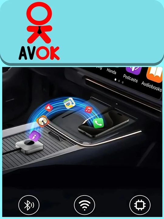 Yesido KM23 simsiz adapteri, CarPlay/Android Auto, Wi-Fi + Bluetooth, qora