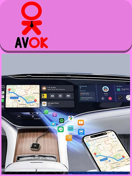 Yesido KM23 simsiz adapteri, CarPlay/Android Auto, Wi-Fi + Bluetooth, qora