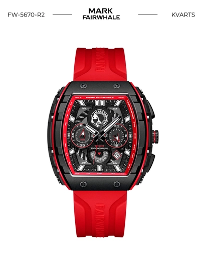 Мужские кварцевые наручные часы Mark Fairwhale FW-5670 GLURIC в подарочной коробке — MRWATCH-FW5670-КРАСН