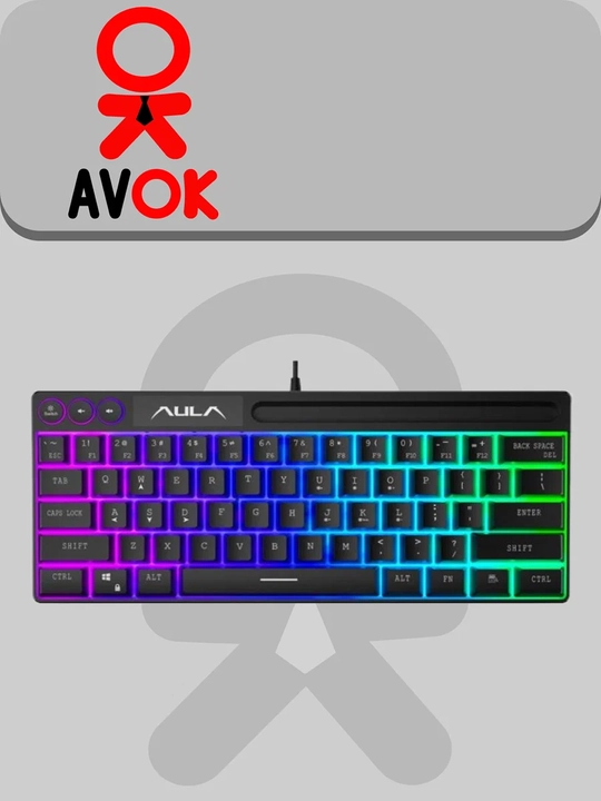 Клавиатура AULA F3061, 61 клавиша, RGB подсветка, мультимедийные функции, RUS/ENG, чёрная - 