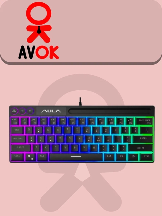 Клавиатура AULA F3061, 61 клавиша, RGB подсветка, мультимедийные функции, RUS/ENG, чёрная