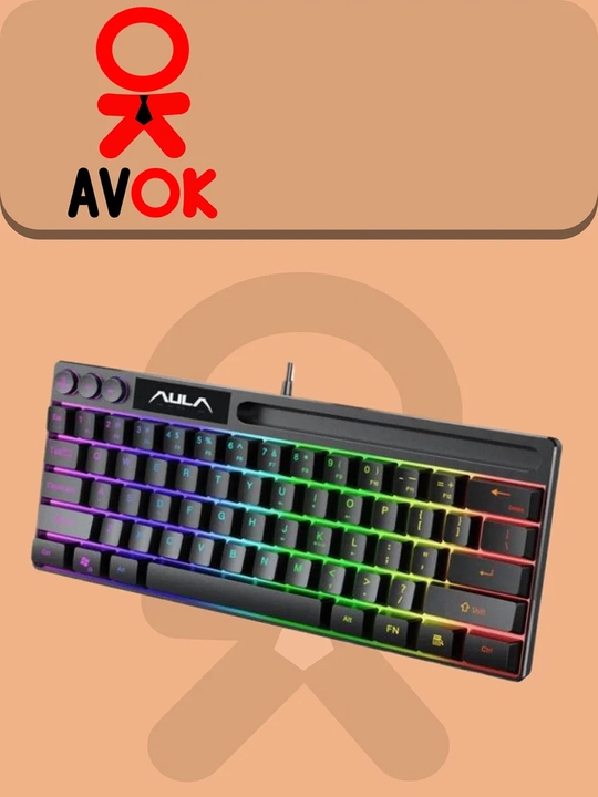 Клавиатура AULA F3061, 61 клавиша, RGB подсветка, мультимедийные функции, RUS/ENG, чёрная
