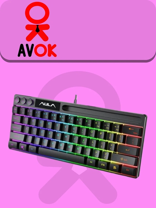 Клавиатура AULA F3061, 61 клавиша, RGB подсветка, мультимедийные функции, RUS/ENG, чёрная