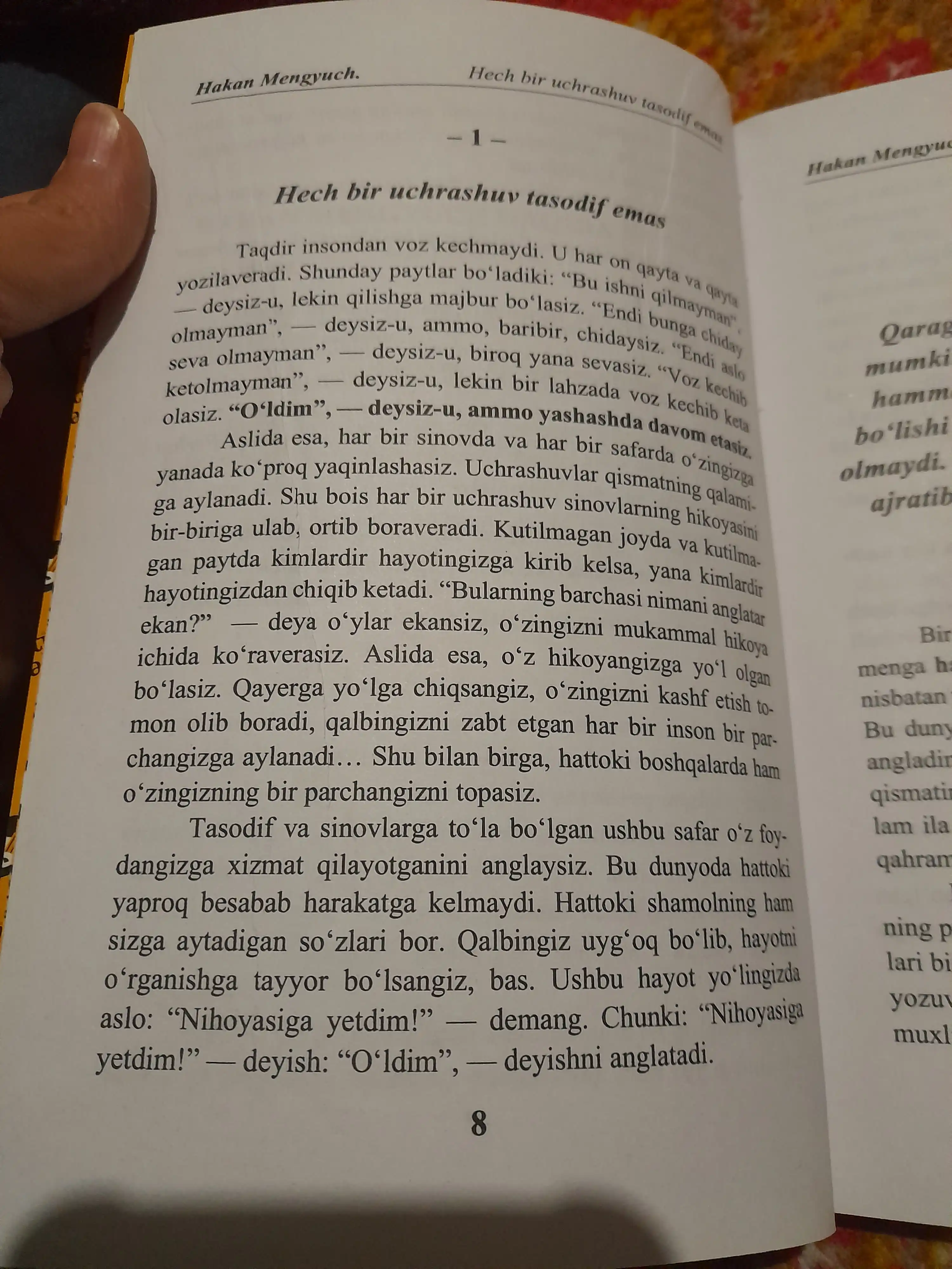 Hech bir uchrashuv tasodif emas — Hakan Mengyuch, o‘zlikni anglash haqida asar