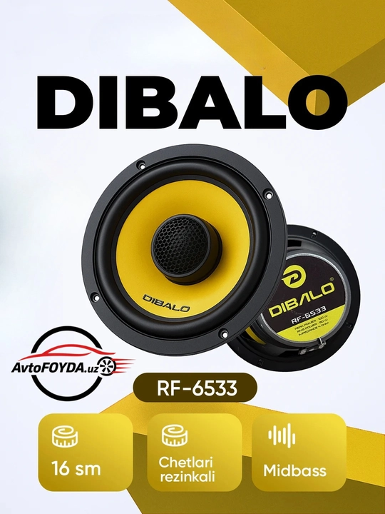 Dibalo RF-6533, 16 sm, midbass dinamik, kuchli ovoz, yuqori sifatli, avtomobil - 