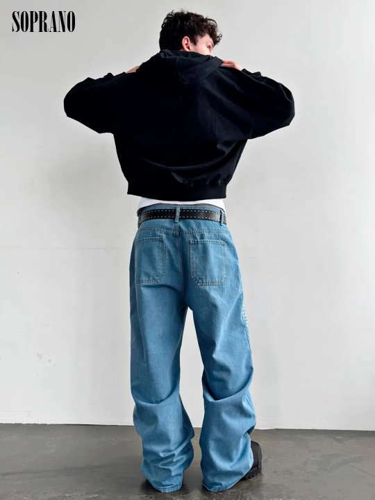 ETHER keng baggy jinsilar, erkaklar, ayollar va o‘smirlar uchun, o‘lchamlar S–XXXL
