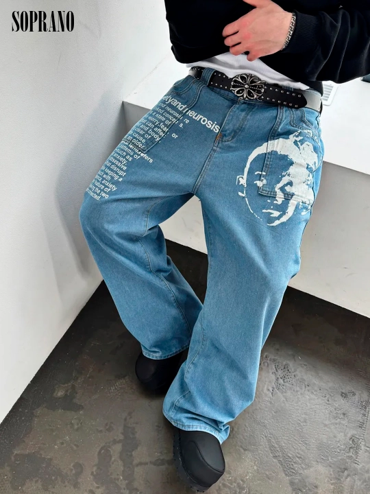 ETHER keng baggy jinsilar, erkaklar, ayollar va o‘smirlar uchun, o‘lchamlar S–XXXL
