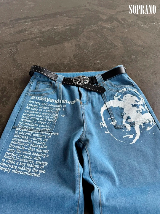 ETHER keng baggy jinsilar, erkaklar, ayollar va o‘smirlar uchun, o‘lchamlar S–XXXL