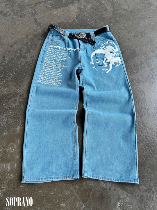 ETHER keng baggy jinsilar, erkaklar, ayollar va o‘smirlar uchun, o‘lchamlar S–XXXL