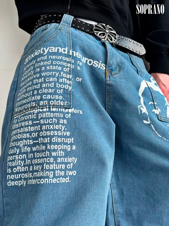 ETHER keng baggy jinsilar, erkaklar, ayollar va o‘smirlar uchun, o‘lchamlar S–XXXL