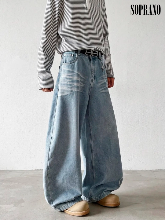 ETHER keng baggy jinsilar, erkaklar, ayollar va o‘smirlar uchun, o‘lchamlar S–XXXL