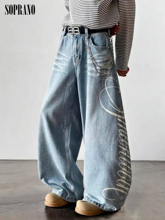 ETHER keng baggy jinsilar, erkaklar, ayollar va o‘smirlar uchun, o‘lchamlar S–XXXL
