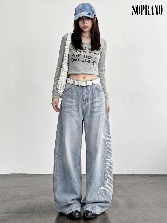 ETHER keng baggy jinsilar, erkaklar, ayollar va o‘smirlar uchun, o‘lchamlar S–XXXL