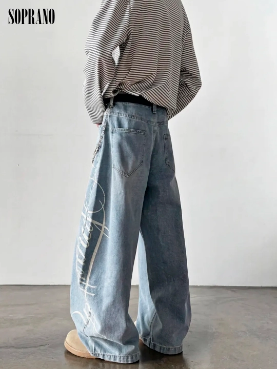 ETHER keng baggy jinsilar, erkaklar, ayollar va o‘smirlar uchun, o‘lchamlar S–XXXL