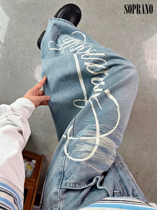 ETHER keng baggy jinsilar, erkaklar, ayollar va o‘smirlar uchun, o‘lchamlar S–XXXL
