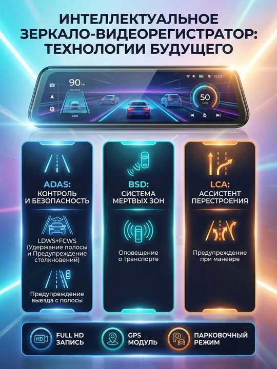 Registrator, 3 ta kamera, TOMBOSS T16, Wi-Fi kuzatuv
