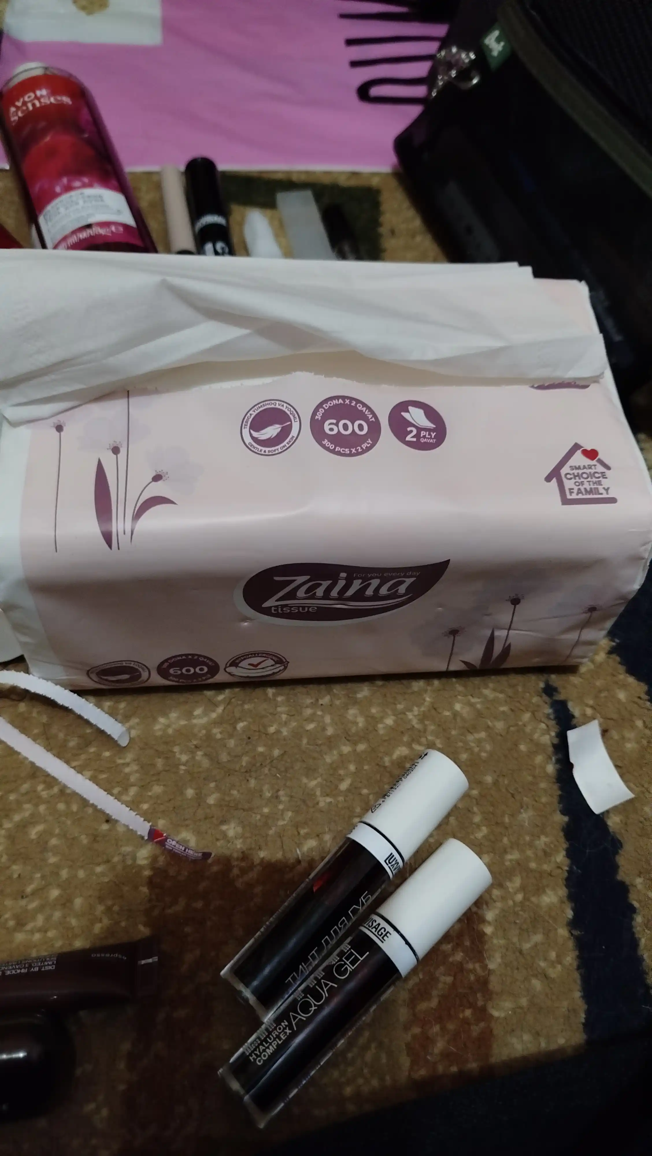ZAINA gigiyenik salfetkalari, yuz va qo‘l uchun, 2 qavatli