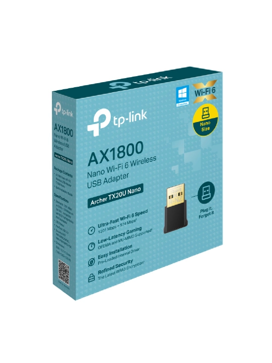 Simsiz nano-USB Wi-Fi adapteri 6 Archer TX20U Nano, AX1800