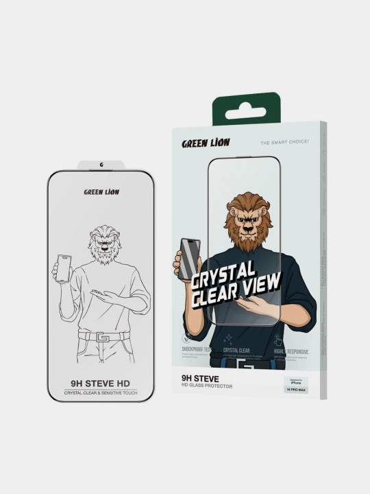 Защитное стекло Green Lion 9H Steve HD, для iPhone 17, 16, 15, 14 Pro/Pro Max AIR