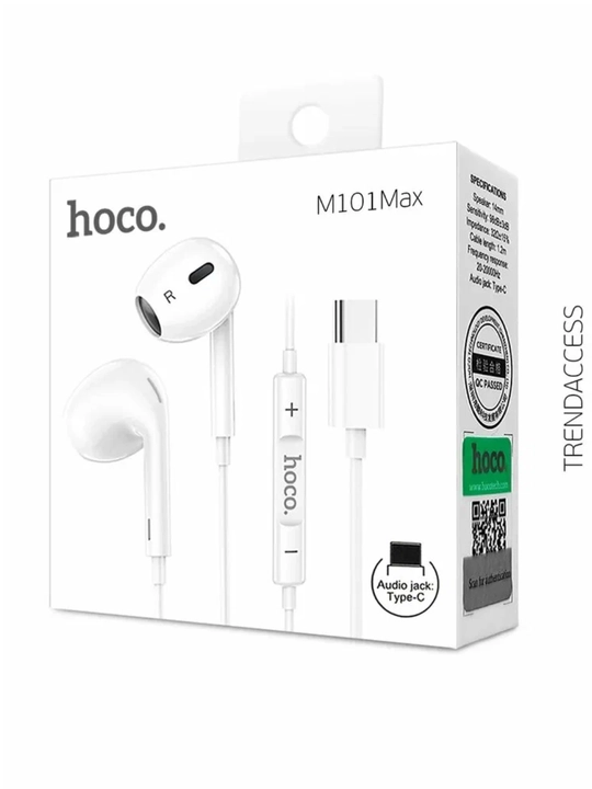 Simli quloqchinlar Hoco M101 Pro/Max, Audio kirish USB Type-C/Jack 3.5 mm