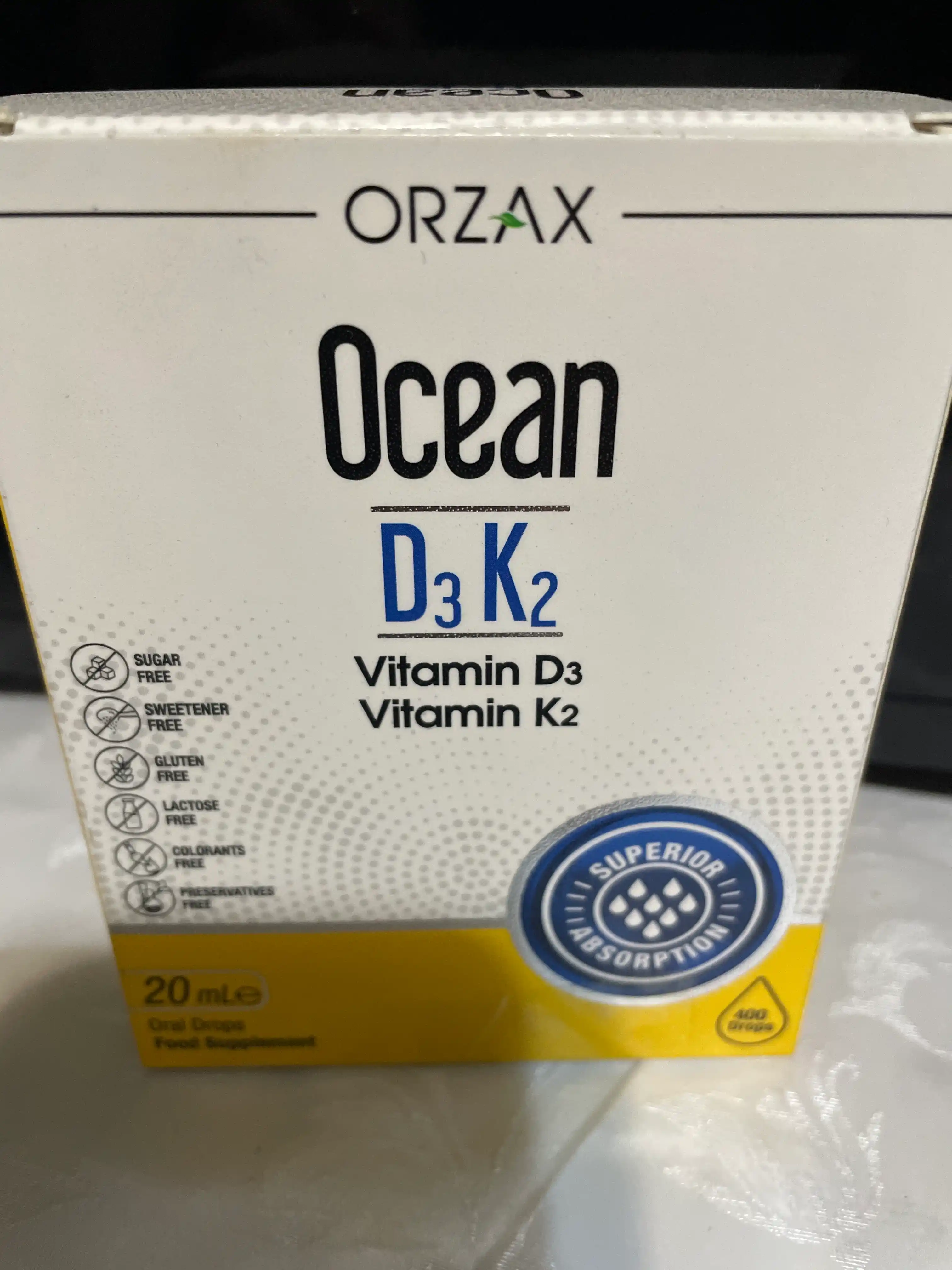 Ocean Vitamin D3 va K2 tomchilari 1000 IU, 20 ml, Turkiya